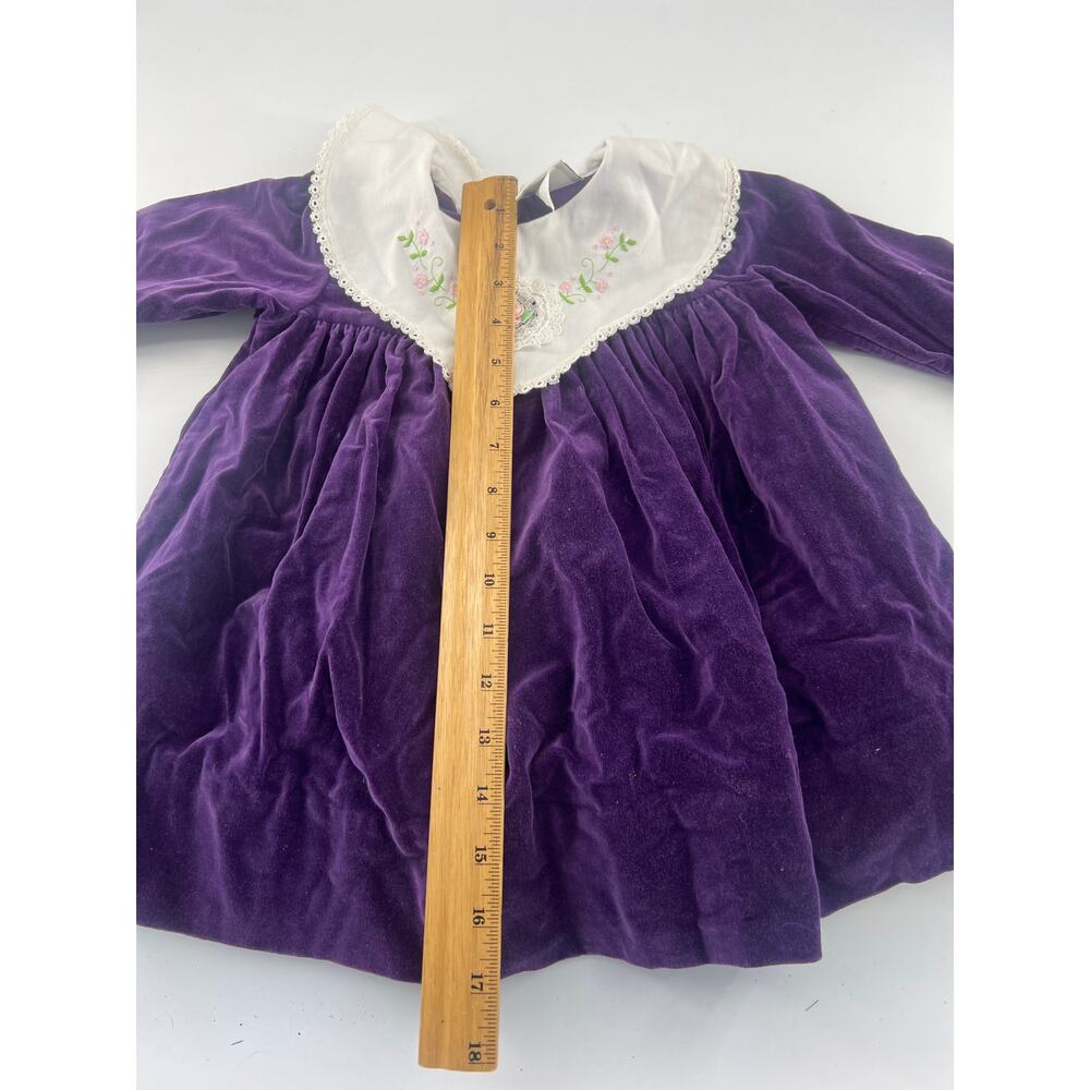 Vintage Baby Togs Girls Dress 39328 Purple Lace Floral Embroidery One Piece Baby - Picture 2 of 11